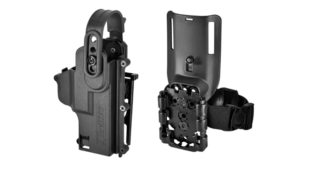 adaptadores Sistema de coldre tático Blackhawk: componentes separados mostrando coldre e plataforma modular