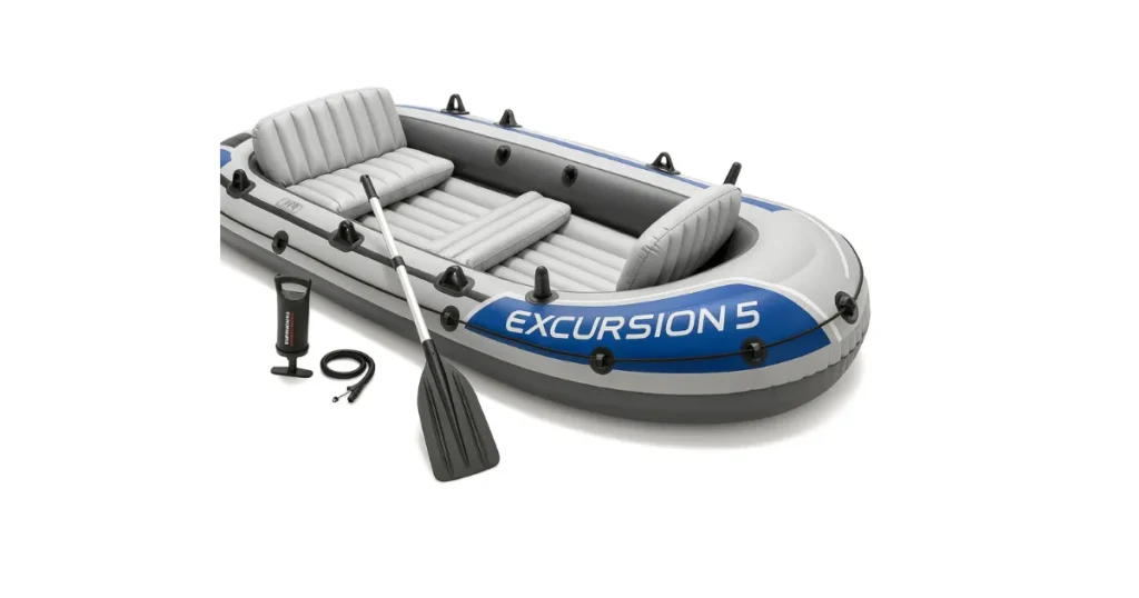 Bote inflável modelo Excursion 5 com remos e bomba de ar