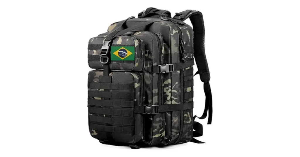 Mochila Tática Militar Impermeável com bandeira do Brasil, ideal para trilhas, sobrevivência e acampamentos